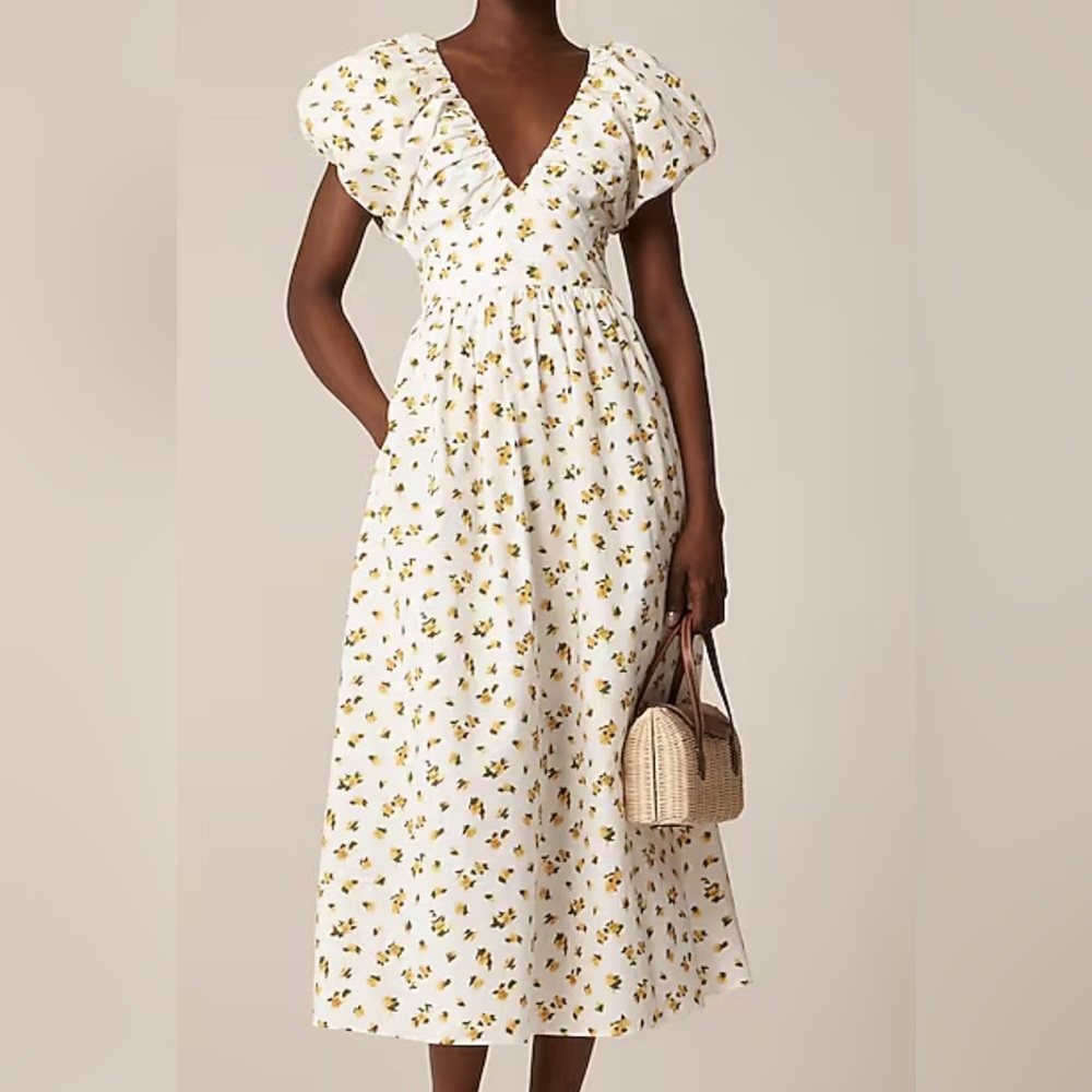 J. Crew White Floral Midi Dress